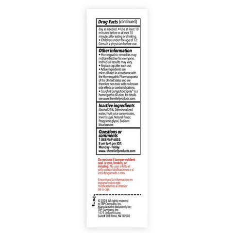 The Relief Products, Cough And Congestion Spray, 0.67 Oz