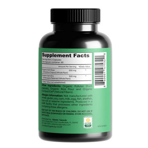 Atlantic Naturals, Organic Sea Moss with Spirulina, 120 Capsules
