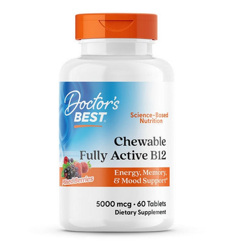 Doctors Best, Chewable Fully Active B12, 5000 mcg, 60 Tablets
