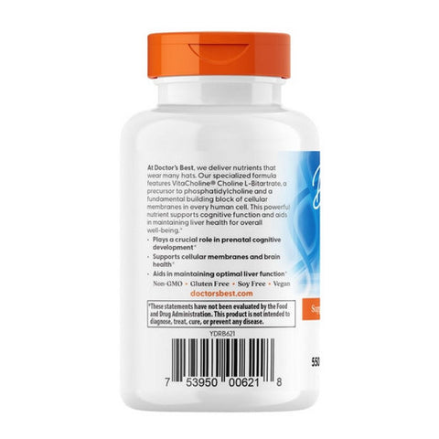 Doctors Best, Choline L-Bitartrate with VitaCholine, 550 Mg, 60 VegCaps