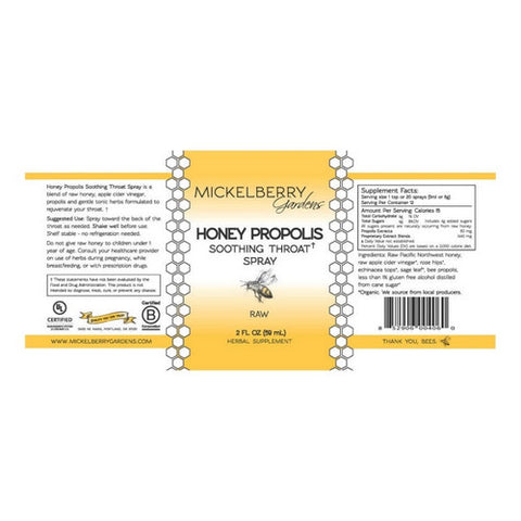 Mickelberry Gardens, Honey Propolis Throat Spray, 2 Oz