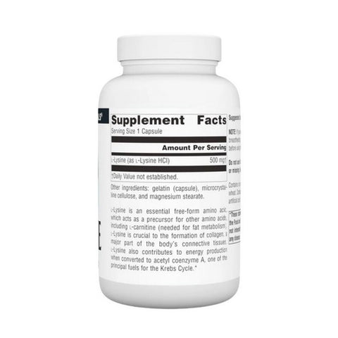 Source Naturals, L-Lysine, 500 MG, 100 Caps
