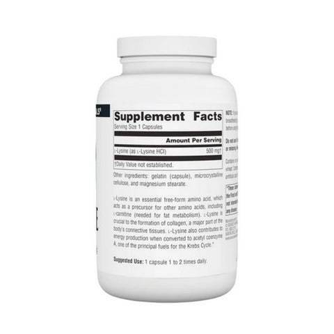 Source Naturals, L-Lysine, 500 MG, 200 Caps