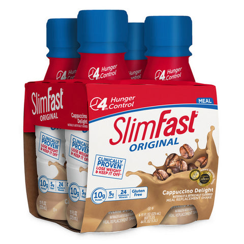 Slim Fast, Original Meal Replacement Shake Cappuccino Delight, 4 Count (Case Of 3)