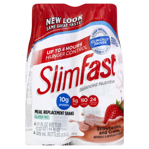 Slim Fast, Balanced Nutrition Meal Replacement Shake Strawberries And Cream, 4 Count (Case Of 3)