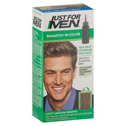 Just For Men, Light Medium Brown Shampoo In Color, 1 Count (Case Of 3)