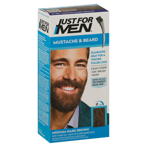 Just For Men, Medium Dark Brown Mustache And Beard Color, 1 Oz (Case Of 3)