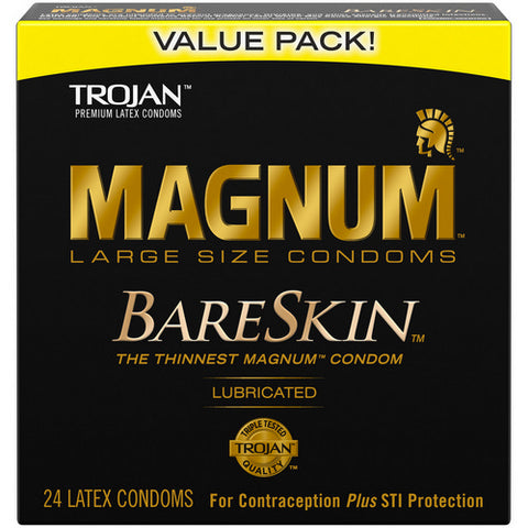 Trojan, Magnum Bare Skin Lubricated Large Condoms, 24 Count (Case Of 4)