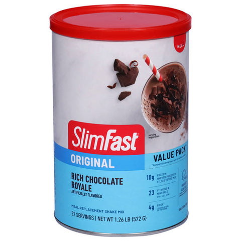 Slim Fast, Original Rich Chocolate Royale Meal Replacement Shake Mix Value Pack, 20.18 Oz  (Case Of 3)