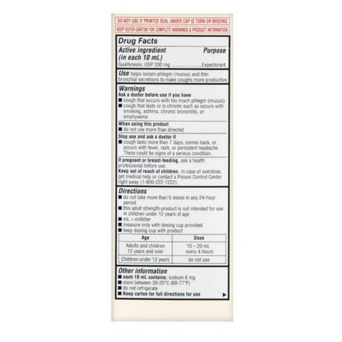 Foster And Thrive, Adult Tussin Guaifenesin Oral Solution Usp, 4 Oz