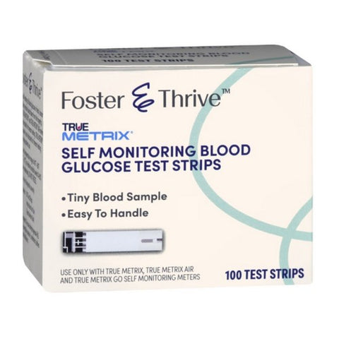 Foster And Thrive, True Metrix Self Monitoring Blood Glucose Test Strips, 100 Count