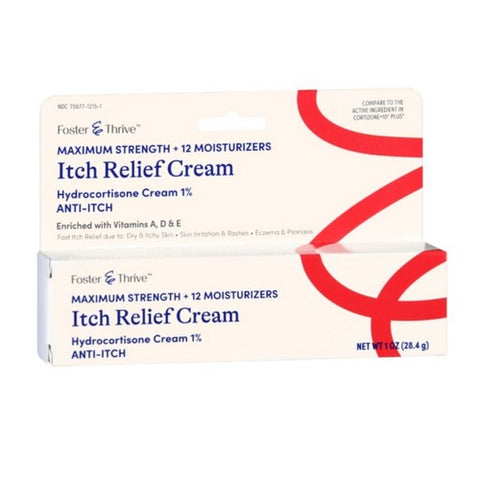 Foster And Thrive, Maximum Strength + 12 Moisturizers Itch Relief Cream, 1 Oz