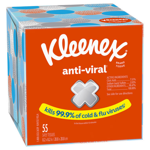 Kleenex, Kleenex Anti Viral Facial Tissue 3 Ply, 55 Count (Case Of 27)