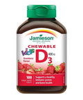 Chewable Vitamin D3 400 IU For Kids Strawberry 100 Chews by Jamieson Vitamins