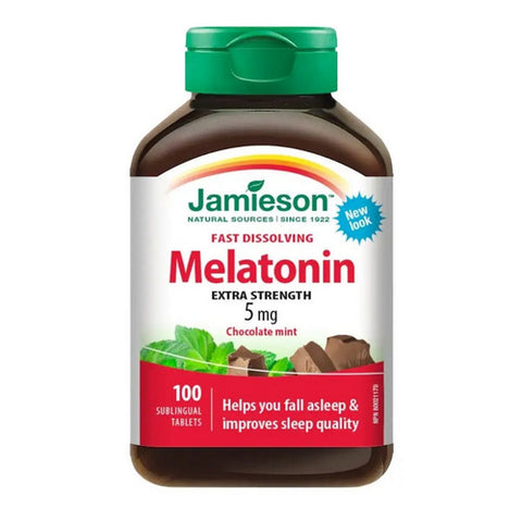 Extra Strength Melatonin Fast Dissolving Chocolate Mint 100 Sublingual by Jamieson Vitamins