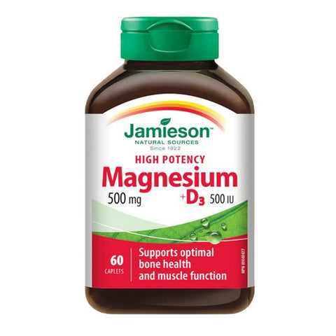 High Potency Magnesium + D3 500 IU 60 Caplets by Jamieson Vitamins