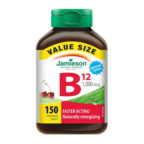 Vitamin B12 Fast Dissolving Tablets Methylcobalamin Cherry Value Size 150 Tabs by Jamieson Vitamins