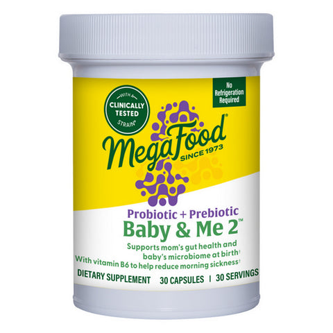 MegaFood, Baby And Me 2 Prenatal Probiotic + Prebiotic, 30 Capsules