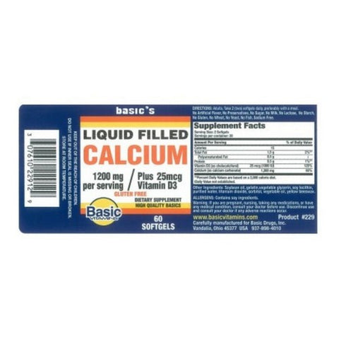 Basic, Liquid Filled Calcium, 60 Softgesl