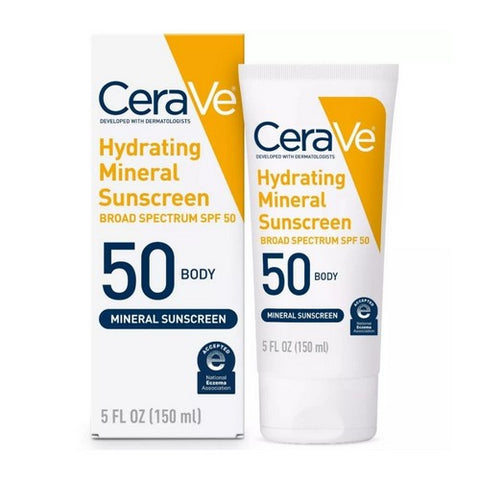 Cerave, Hydrating Body Mineral Sunscreen Lotion SPF 50, 5 Oz