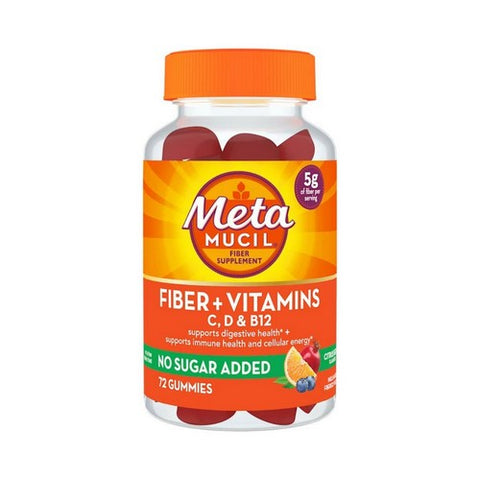 Metamucil, Fiber + Vitamins C D & B12 Gummies Citrus Berry, 72 Count