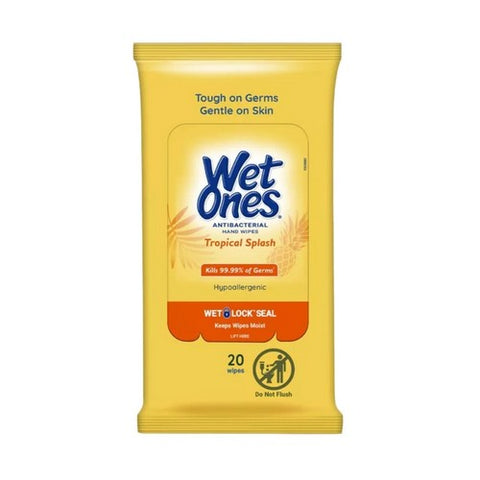 Wet Ones, Antibacterial Hand Wipes Travel Pack Tropical Splash, 20 Count
