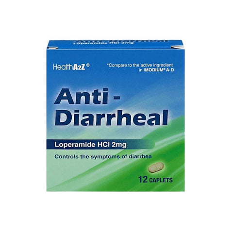 Health A2Z, Anti-Diarrheal Loperamide HCI, 2 Mg, 12 Tablets
