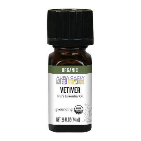 Aura Cacia, Aura Cacia Organic Vetiver Essential Oil, 0.25 Oz