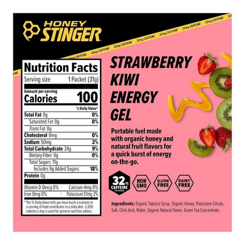 Honey Stinger, Strawberry Kiwi Plus Caffeinated Energy Gels, 1.1 Oz