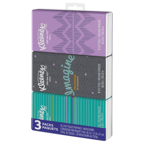 Kleenex, On The Go Facial Tissues Travel Size Packet 3-ply, 3 Pk
