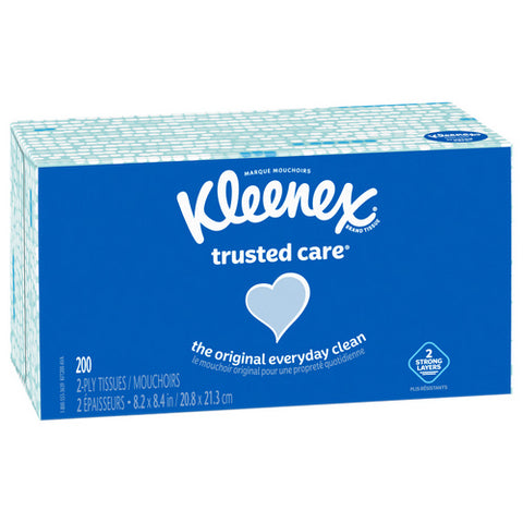 Trusted Care Facial Tissues Flat Box 2 Ply 200 Count (Case Of 18) by Kleenex