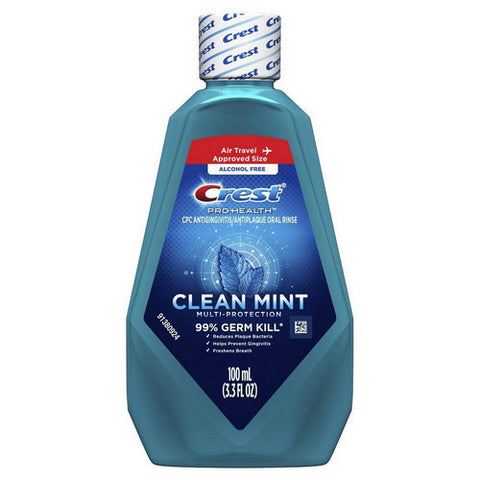 Pro Health Multi Protection Alcohol Free Mouthwash Clean Mint Trial Size 3.3 Oz (Case Of 9) by Crest