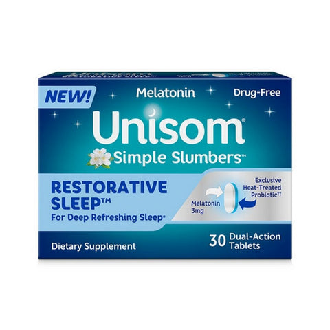 Simple Slumbers Restorative Sleep Dual Action Tablets 30 Count (Case Of 4) by Unisom