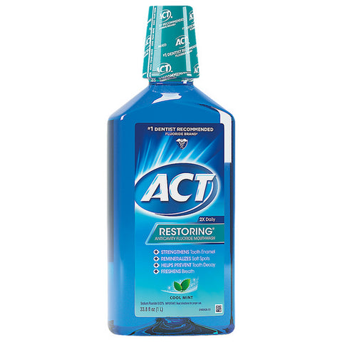 Restoring Anticavity Fluoride Mouthwash Cool Mint 33.8 Oz (Case Of 3) by Act