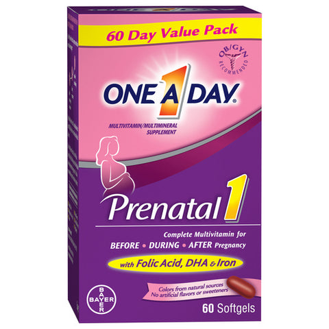 Prenatal 1 Complete Multivitamin Softgels 60 Count (Case Of 3) by One A Day