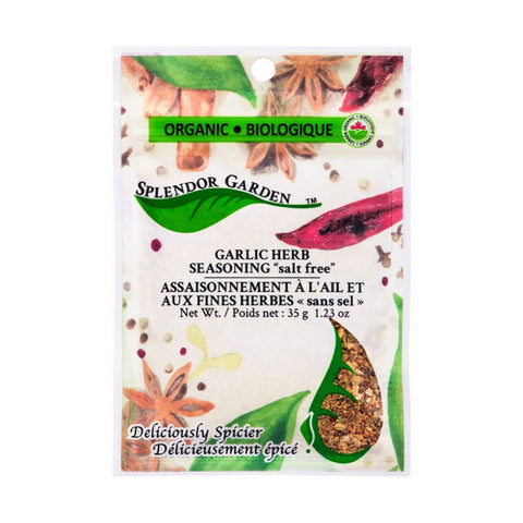 Organiuc Garlic Herb Season Salt Free 35 Grams (6 Count) by Splendor Garden