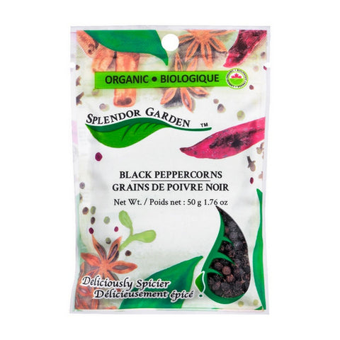 Organic Peppercorn Black 50 Grams (6 Count) by Splendor Garden
