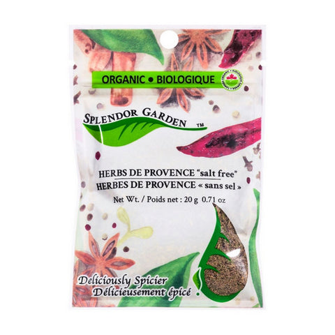 Organic Herbs De Provence Salt Free 20 Grams (6 Count) by Splendor Garden