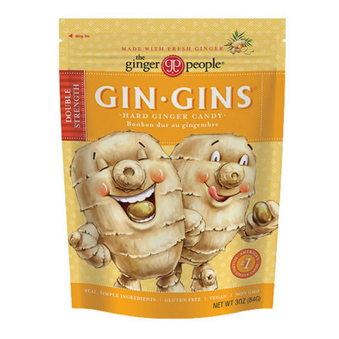 Gin Gins Double Strength Hard Ginger Candy 84 Grams (12 Count) by Ginger People
