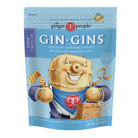 Gin Gins Super Strength Ginger Candy 84 Grams (12 Count) by Ginger People