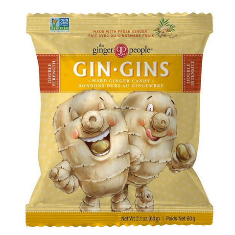 Gin Gins Double Strength Hard Ginger Candy 60 Grams (12 Count) by Ginger People