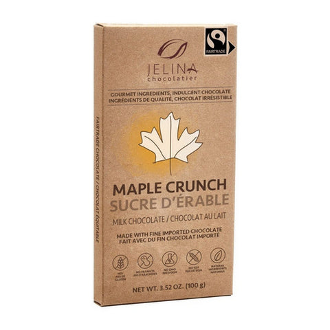 Fairtrade Mlk Chocolate Maple Crunch Bar 100 Grams (8 Count) by Galerie
