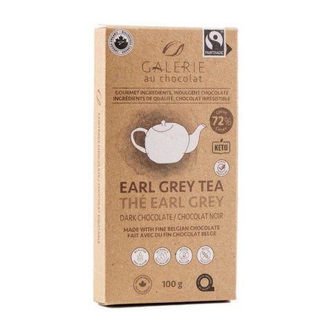 Fairtrade Dark Chocolate Earl Grey Bar 100 Grams (8 Count) by Galerie