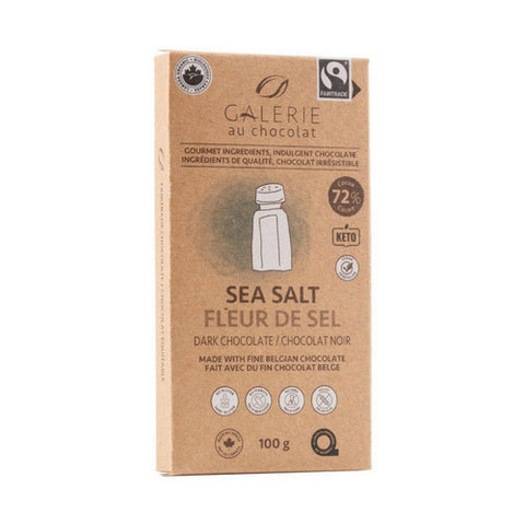 Fairtrade Dark Sea Salt Chocolate Bar 100 Grams (8 Count) by Galerie