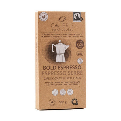 Fairtrade Dark Chocolate Espresso Bar 100 Grams (8 Count) by Galerie
