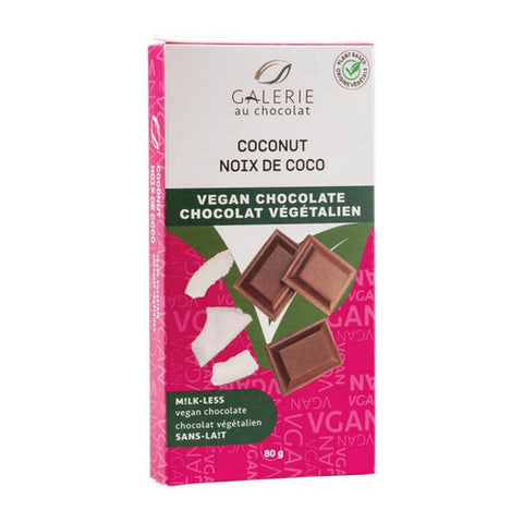 Vegan Coconut Chocolate Bar 80 Grams (8 Count) by Galerie