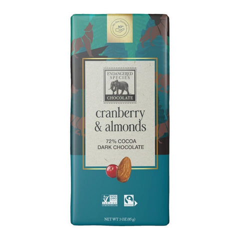 Dark Chocolate With Cranberry And Almonds 85 Grams (12 Count) by Endangered Species