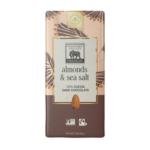 Dark Chocolate With Sea Salt And Almonds 85 Grams (12 Count) by Endangered Species