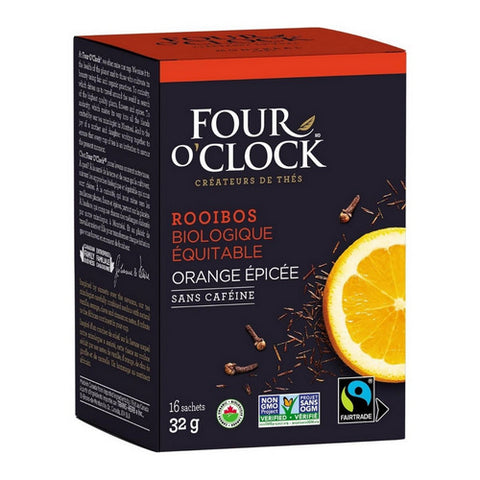 Spicy Orange Rooibos Tea 16 Bags (Pack of 6) by Four O'Clock Tea