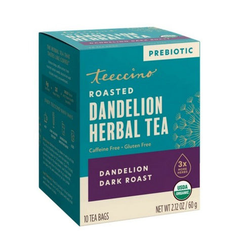 Dandelion Dark Roast Chicory Herbal Tea 10 Bags (Pack Of 6) by Teeccino
